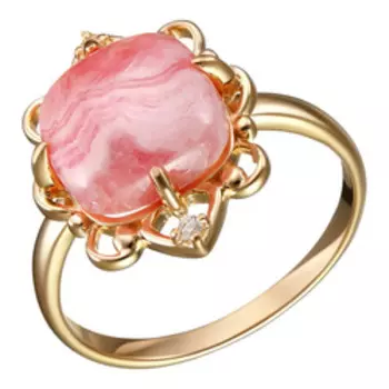 Серебряное кольцо с родохрозитом и кубическим цирконием