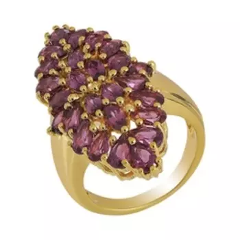 Серебряное кольцо с родолитами и белым топазом