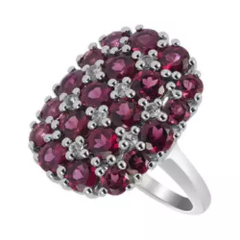 Серебряное кольцо с родолитами и топазами