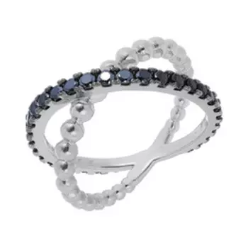 Серебряное кольцо с россыпью черного фианита