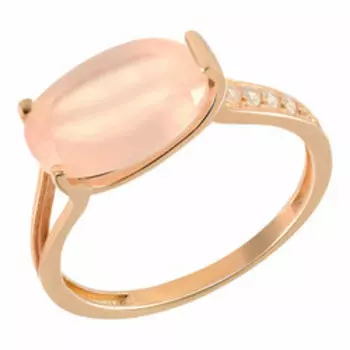 Серебряное кольцо с розовым халцедоном и фианитами