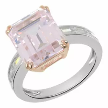 Серебряное кольцо с розовым кубическим цирконием