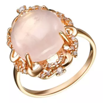 Серебряное кольцо с розовым кварцем и фианитами