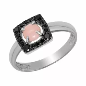 Серебряное кольцо с розовым опалом и шпинелью
