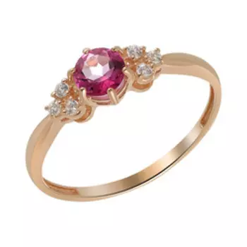 Серебряное кольцо с розовым топазом и фианитами