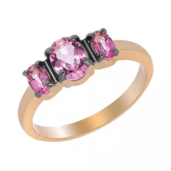 Серебряное кольцо с розовыми топазами