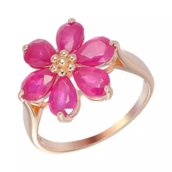 Серебряное кольцо с рубинами "Цветок"