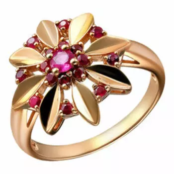 Серебряное кольцо с рубинами "Цветок"