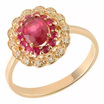 Серебряное кольцо с рубинами и бесцветными топазами