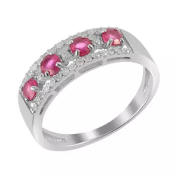 Серебряное кольцо с рубинами и фианитами