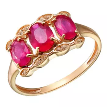 Серебряное кольцо с рубинами и топазами