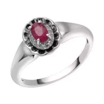 Серебряное кольцо с рубином и фианитами