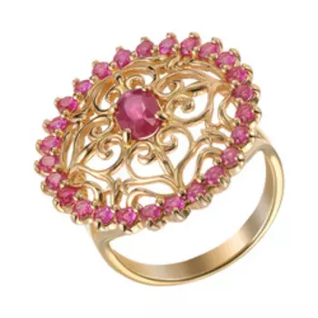 Серебряное кольцо с рубином и фианитами