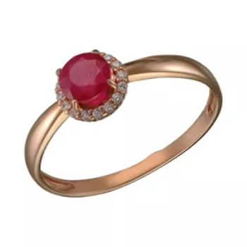 Серебряное кольцо с рубином и фианитами