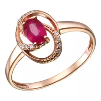 Серебряное кольцо с рубином и фианитами