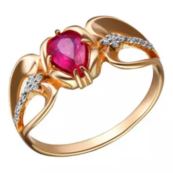 Серебряное кольцо с рубином и фианитами