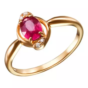 Серебряное кольцо с рубином и фианитами