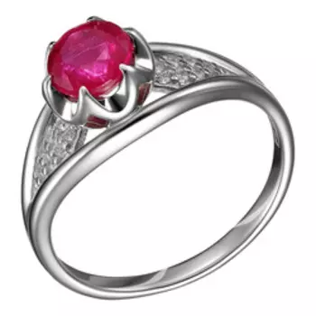 Серебряное кольцо с рубином и фианитами