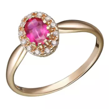 Серебряное кольцо с рубином и фианитами