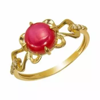 Серебряное кольцо с рубином и фианитами