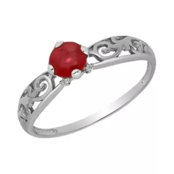 Серебряное кольцо с рубином и фианитами