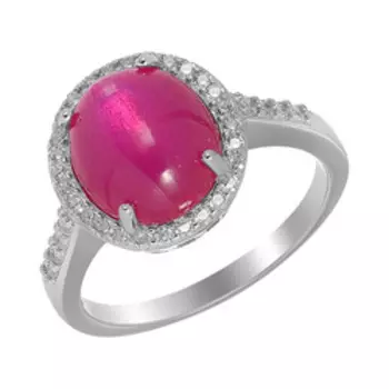 Серебряное кольцо с рубином и кубическим цирконием