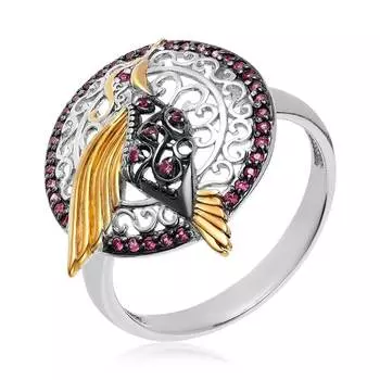 Серебряное кольцо с рубином "Колибри"