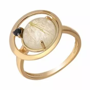 Серебряное кольцо с рутиловым кварцем и шпинелью