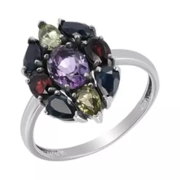 Серебряное кольцо с самоцветами