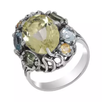 Серебряное кольцо с самоцветами