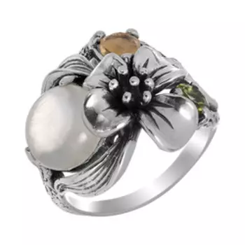 Серебряное кольцо с самоцветами