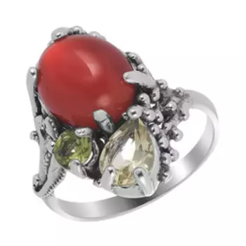 Серебряное кольцо с самоцветами