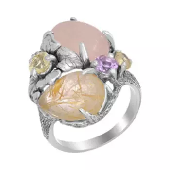 Серебряное кольцо с самоцветами