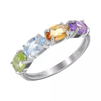 Серебряное кольцо с самоцветами