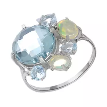 Серебряное кольцо с самоцветами