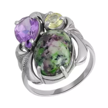 Серебряное кольцо с самоцветами