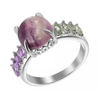 Серебряное кольцо с самоцветами