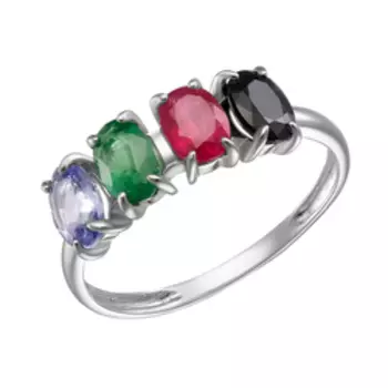 Серебряное кольцо с самоцветами