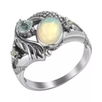 Серебряное кольцо с самоцветами