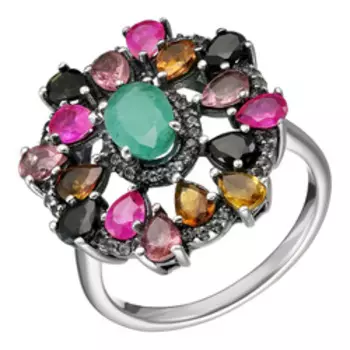 Серебряное кольцо с самоцветами