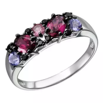 Серебряное кольцо с самоцветами