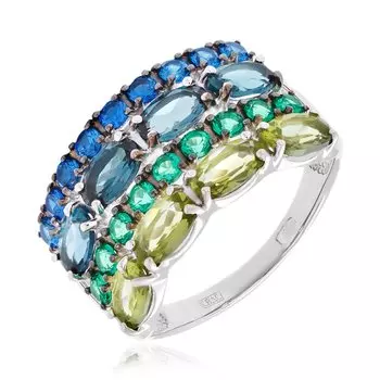 Серебряное кольцо с самоцветами