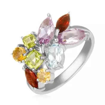 Серебряное кольцо с самоцветами