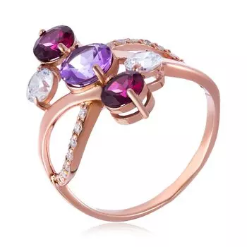 Серебряное кольцо с самоцветами