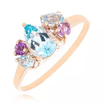 Серебряное кольцо с самоцветами