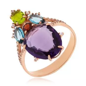 Серебряное кольцо с самоцветами