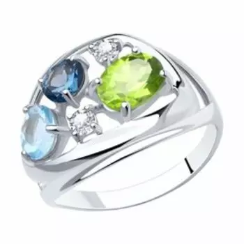 Кольцо из серебра с миксом камней