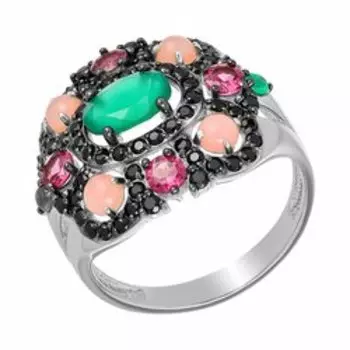 Серебряное кольцо с самоцветами