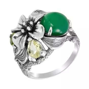 Серебряное кольцо с самоцветами