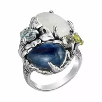 Серебряное кольцо с самоцветами